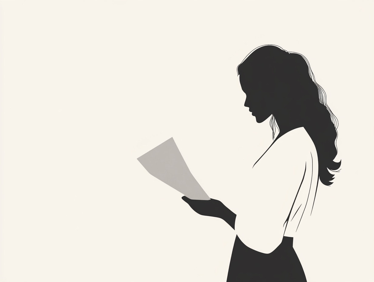 Illustration of a woman reading with intent